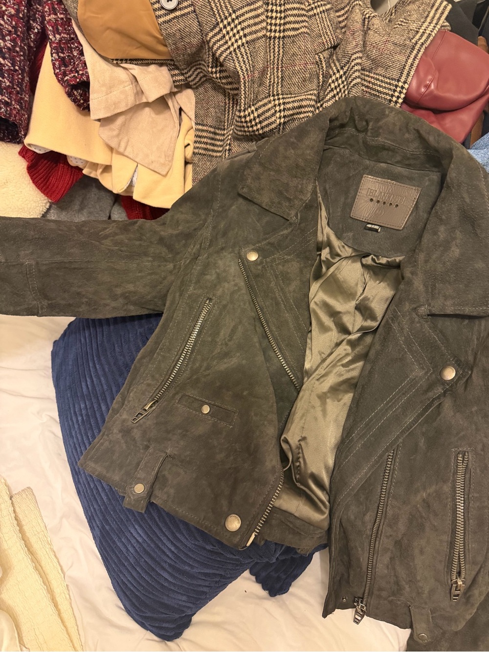 Blank NYC Grey Suede Moto Jacket